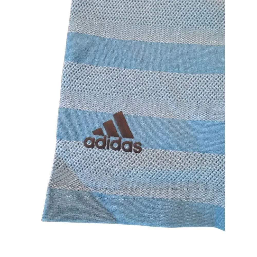 Adidas Men's Blue Striped Golf Polo Shirt Size S‎ Short Sleeve